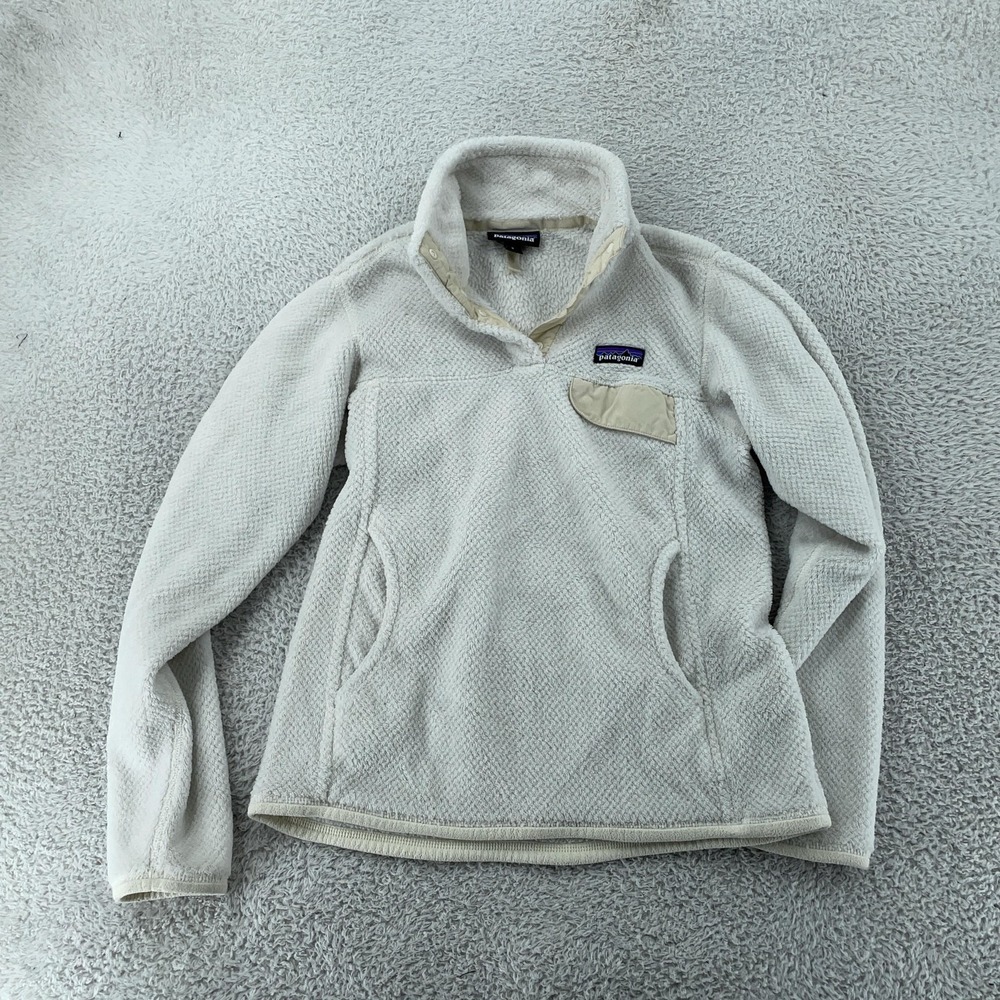 Patagonia Re-Tool Snap-T Fleece Pullover Womens Small Raw Linen White Deep Pile